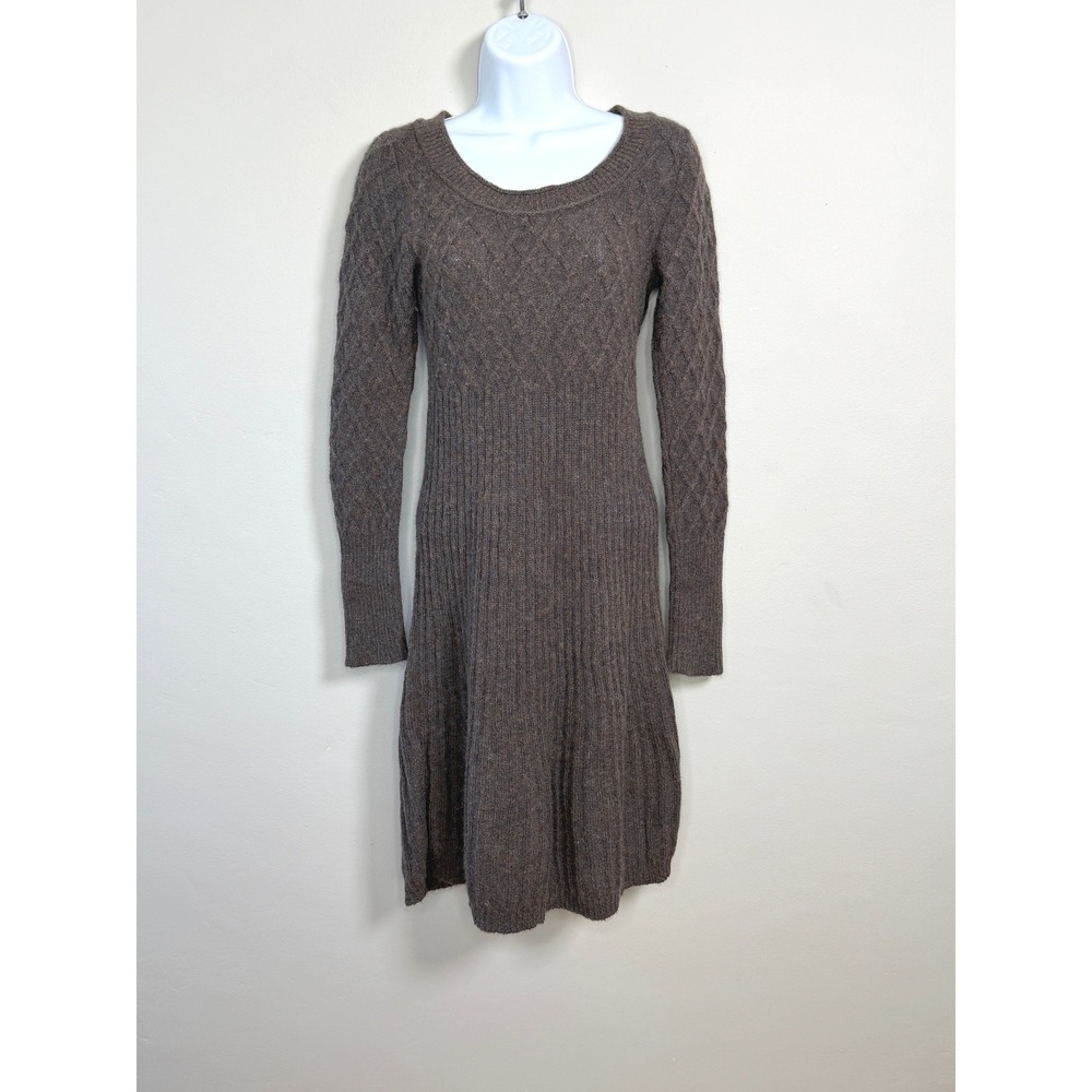 Peruvian Connection Sweater Dress Women XS Brown 100% Baby Alpaca Cottagecore